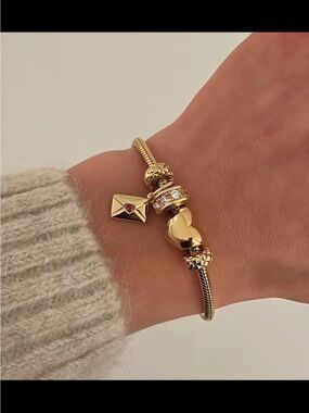 Affordable Fashion Finds Gold Charm Bracelet with Red Accent